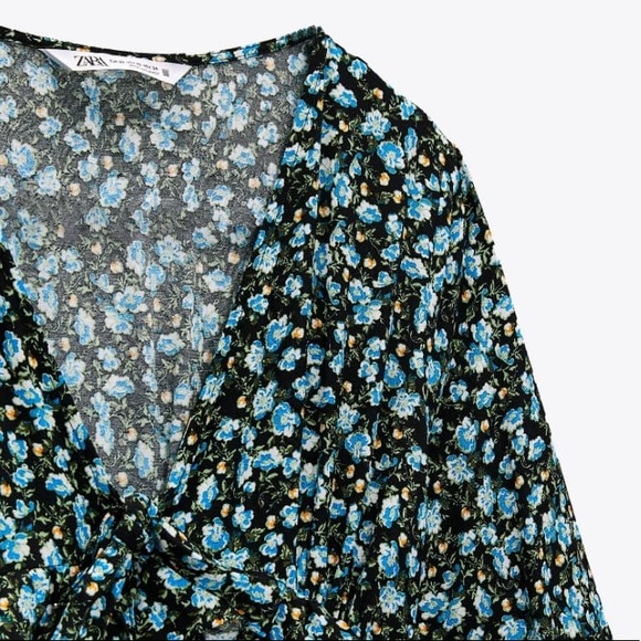 Zara Floral 3/4 Sleeve Dress Size L (B) - Picture 3 of 5